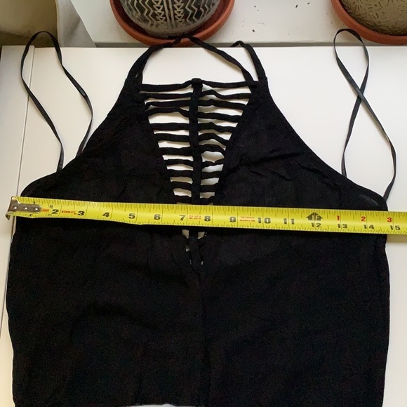 FOREVER21 Black Jumpsuit Criss-cross back Sexy Lines open Front - Picture 4 of 5